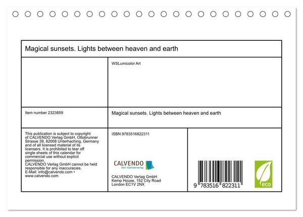 Produktbild: Magical sunsets. Lights between heaven and earth (Desk Calendar 2027 DIN A5 landscape), CALVENDO 12 Month DeskCalendar