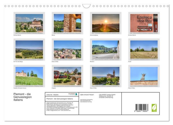 Produktbild: Piemont - die Genussregion Italiens (Wandkalender 2026 DIN A3 quer), CALVENDO Monatskalender