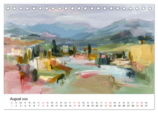 Produktbild: Kunst trifft Landschaft (Tischkalender 2026 DIN A5 quer), CALVENDO Monatskalender