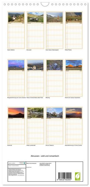 Produktbild: Familienplaner 2026 - Abruzzen - wild und romantisch mit 5 Spalten (Wandkalender, 21 x 45 cm) CALVENDO