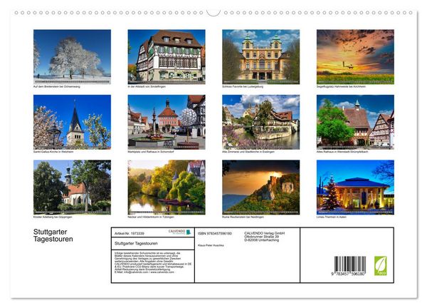 Produktbild: Stuttgarter Tagestouren (Wandkalender 2026 DIN A2 quer), CALVENDO Monatskalender