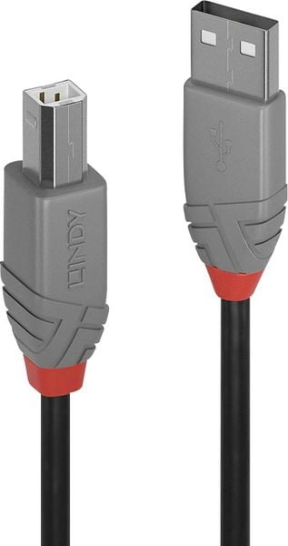 LINDY USB-Kabel USB 2.0 USB-A Stecker, USB-B Stecker 2.00m Schwarz 36673