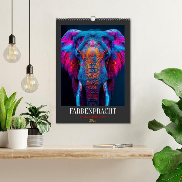 Produktbild: Farbenpracht - Bunte Tierportr&auml;ts (Wandkalender 2026 DIN A3 hoch), CALVENDO Monatskalender