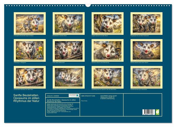Produktbild: Sanfte Beutelratten. Opossums im stillen Rhythmus der Natur (Wandkalender 2026 DIN A2 quer), CALVENDO Monatskalender