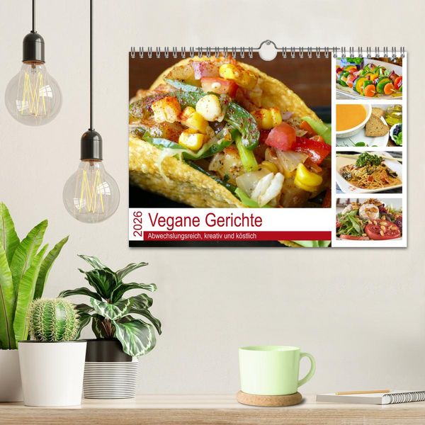 Produktbild: Vegane Gerichte. Abwechslungsreich, kreativ und k&ouml;stlich (Wandkalender 2026 DIN A4 quer), CALVENDO Monatskalender
