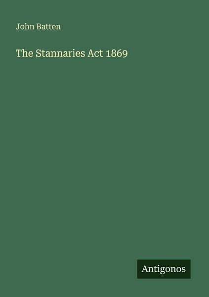 Produktbild: The Stannaries Act 1869