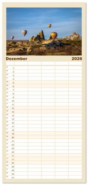 Produktbild: Familienplaner 2026 - Hei&szlig;luftballons Die sanften Riesen mit 5 Spalten (Wandkalender, 21 x 45 cm) CALVENDO