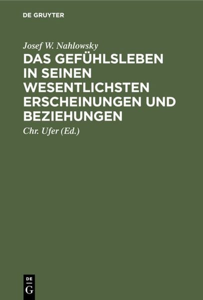 Produktbild: Das Gef&uuml;hlsleben in seinen wesentlichsten Erscheinungen und Beziehungen