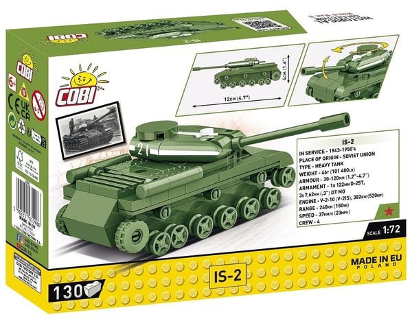 Produktbild: COBI Historical Collection 3098 - IS-2-Panzer, WWII, Ma&szlig;stab 1:72, Bausatz, 130 Klemmbausteine