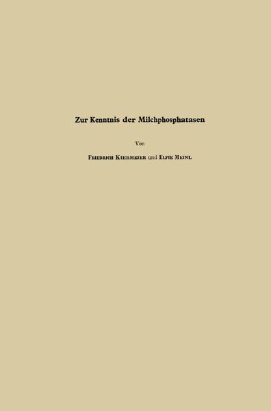 Produktbild: Zur Kenntnis der Milchphosphatasen