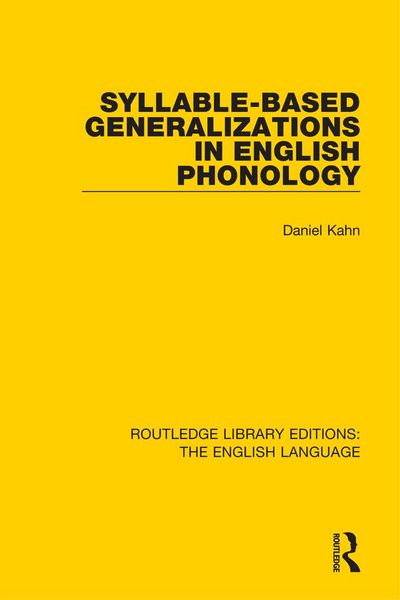 Produktbild: Syllable-Based Generalizations in English Phonology