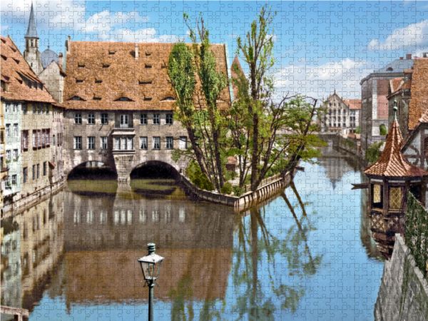 Produktbild: CALVENDO Puzzle N&uuml;rnberg - Heilig Geistspital um 1900 | 1000 Teile Lege-Gr&ouml;&szlig;e 64x48cm Foto-Puzzle f&uuml;r gl&uuml;ckliche Stunden