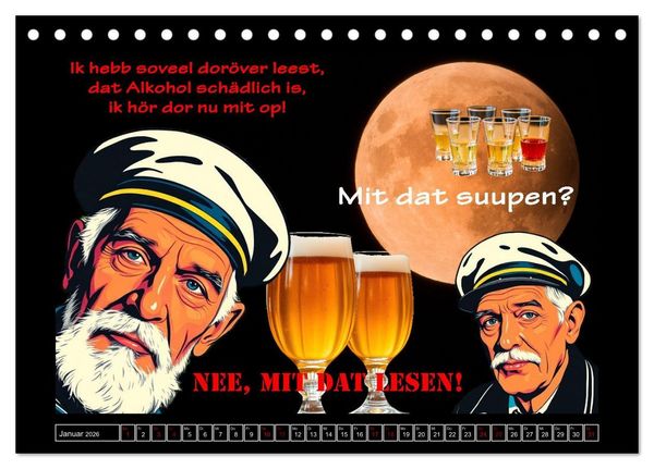 Produktbild: Plattd&uuml;tsche Cartoons (Tischkalender 2026 DIN A5 quer), CALVENDO Monatskalender