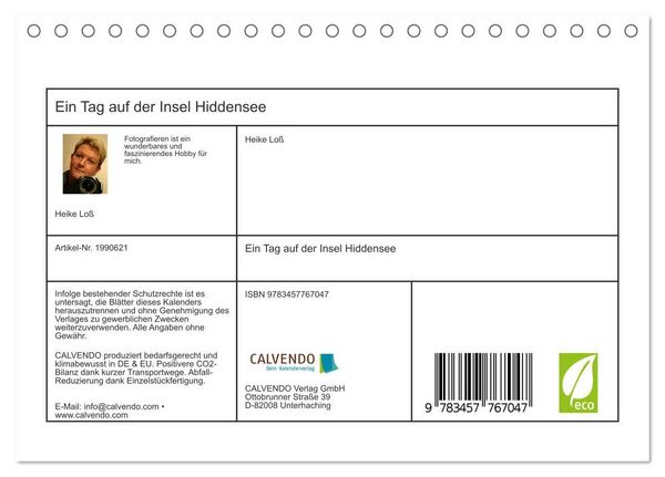 Produktbild: Ein Tag auf der Insel Hiddensee (Tischkalender 2026 DIN A5 quer), CALVENDO Monatskalender