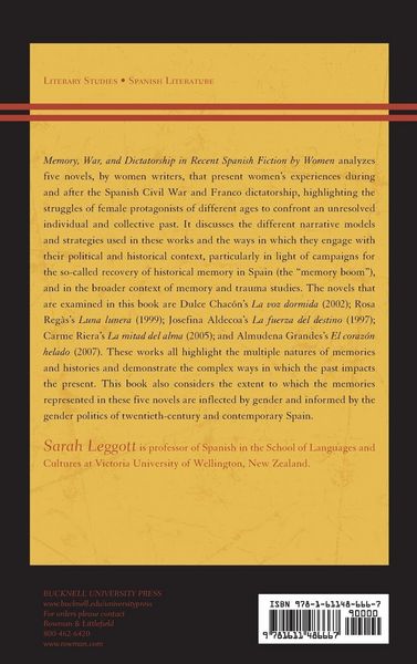 Produktbild: Memory, War, and Dictatorship in Recent Spanish Fiction by Women