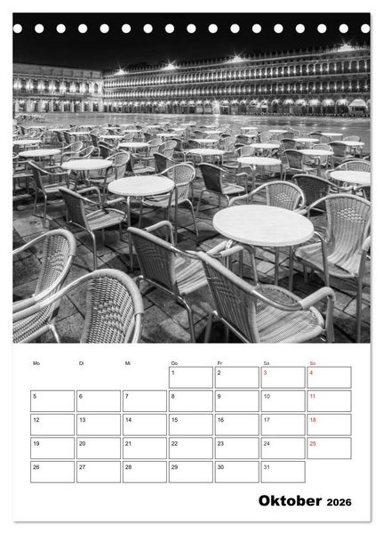 Produktbild: MONOCHROMES VENEDIG Klassische Momente (Tischkalender 2026 DIN A5 hoch), CALVENDO Monatskalender