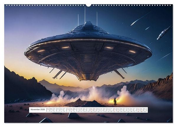 Produktbild: Fliegende Untertasse - Die gro&szlig;e Fantasiereise (hochwertiger Premium Wandkalender 2026 DIN A2 quer), Kunstdruck in Hochglanz
