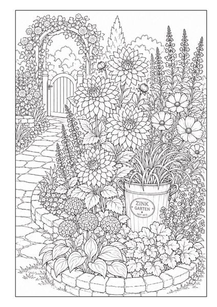 Produktbild: Garten Malbuch f&uuml;r Erwachsene &ndash; 50 Ausmalbilder zur Entspannung