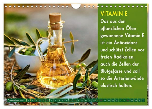 Produktbild: VITAMINE - Gesundheit aus der Natur (Wandkalender 2026 DIN A4 quer), CALVENDO Monatskalender