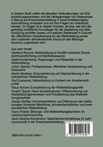 Weiterbildung zwischen Grundrecht und Markt