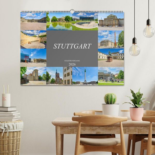 Produktbild: Stuttgart Stadtrundgang (Wandkalender 2026 DIN A2 quer), CALVENDO Monatskalender
