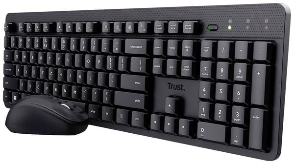 Trust ODY II Bluetooth® Tastatur, Maus-Set mit numerischer Tastatur Deutsch, QWERTZ Schwarz