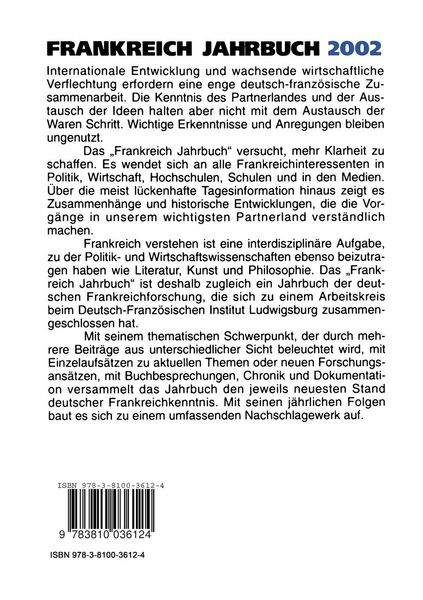 Produktbild: Frankreich-Jahrbuch 2002