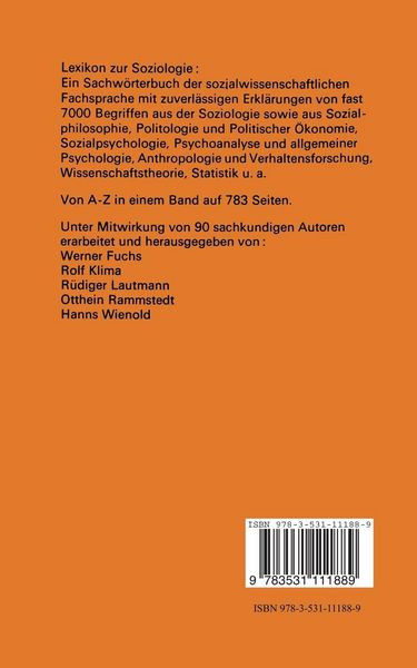 Produktbild: Lexikon zur Soziologie