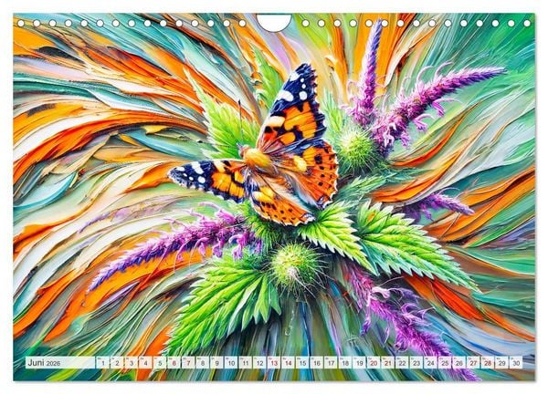 Produktbild: Schmetterlinge und ihre Blumenfreunde in lebhaften Farben (Wandkalender 2026 DIN A4 quer), CALVENDO Monatskalender