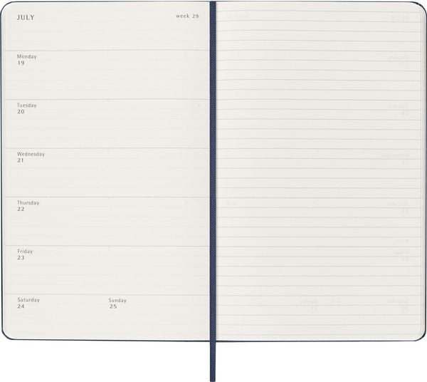 Produktbild: Moleskine 12 Monate Wochen Notizkalender 2027, Large/A5, 1 Wo = 1 Seite, rechts linierte Seite, Fester Einband, Saphir