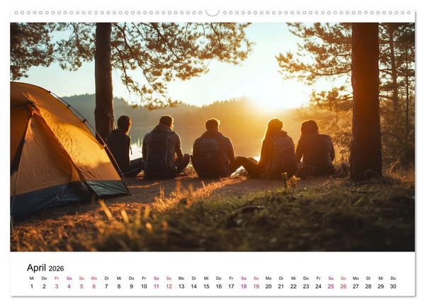 Produktbild: Zelten - frei sein (hochwertiger Premium Wandkalender 2026 DIN A2 quer), Kunstdruck in Hochglanz