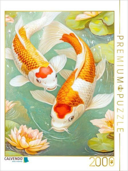 CALVENDO Puzzle Kois in Illustrationen | 2000 Teile Lege-Größe 90 × 67 cm Foto-Puzzle für glückliche Stunden