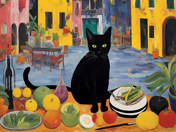 Produktbild: CALVENDO Puzzle Katze sitzt auf Esstisch | 1000 Teile Lege-Gr&ouml;&szlig;e 64x48cm Foto-Puzzle f&uuml;r gl&uuml;ckliche Stunden