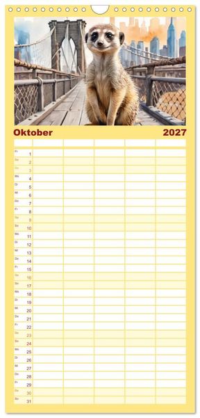 Produktbild: Familienplaner 2027 - Erdm&auml;nnchen in New York City mit 5 Spalten (Wandkalender, 21 x 45 cm) CALVENDO
