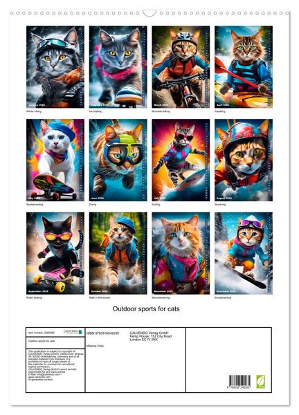 Produktbild: Outdoor sports for cats (Wall Calendar 2026 DIN A2 portrait), CALVENDO 12 Month Wall Calendar
