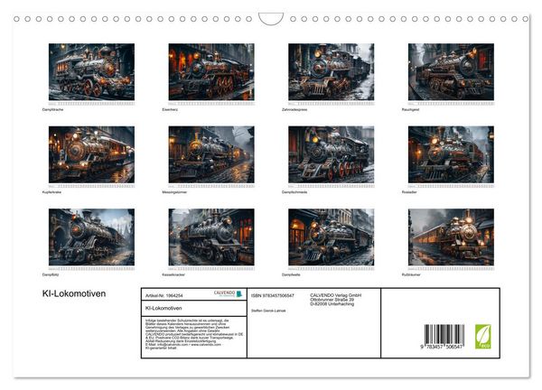 Produktbild: KI-Lokomotiven (Wandkalender 2026 DIN A3 quer), CALVENDO Monatskalender