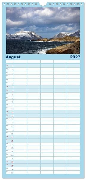 Produktbild: Familienplaner 2027 - Licht des Nordens - LOFOTEN mit 5 Spalten (Wandkalender, 21 x 45 cm) CALVENDO