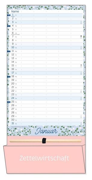 Produktbild: Deko-Familienplaner mit Tasche Flower Time 2027