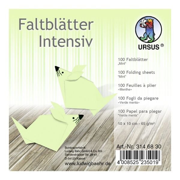 URSUS Falten Faltblätter Uni intensiv, Plakatkarton, 65 g/m², 10 x 10 cm, mint