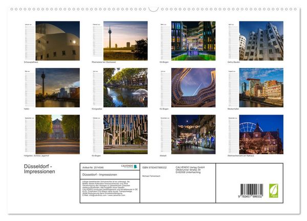 Produktbild: D&uuml;sseldorf - Impressionen (hochwertiger Premium Wandkalender 2026 DIN A2 quer), Kunstdruck in Hochglanz