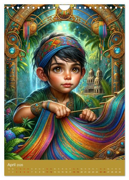 Produktbild: Regenwaldkinder - Ein vom Leben der Mayas inspierter Kinderkalender (Wandkalender 2026 DIN A4 hoch), CALVENDO Monatskalender