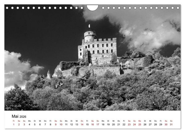 Produktbild: Burgen in schwarzwei&szlig; - Wie aus alten Zeiten (Wandkalender 2026 DIN A4 quer), CALVENDO Monatskalender