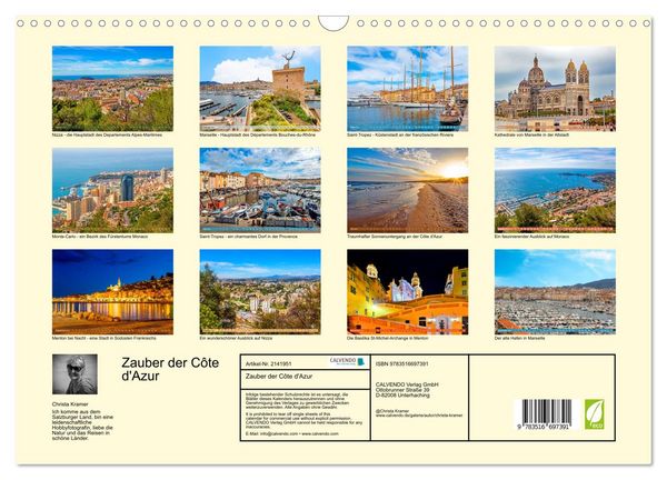 Produktbild: Zauber der C&ocirc;te d'Azur (Wandkalender 2026 DIN A3 quer), CALVENDO Monatskalender