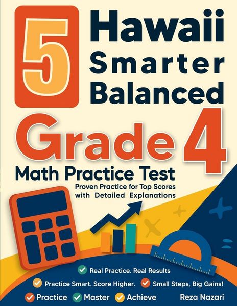 Produktbild: 5 Hawaii Smarter Balanced Grade 4 Math Practice Tests