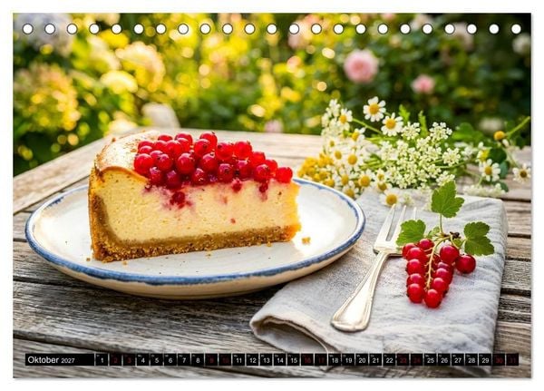 Produktbild: K&auml;sekuchen Kalender - K&ouml;stliche Dessertmomente (Tischkalender 2027 DIN A5 quer), CALVENDO Monatskalender