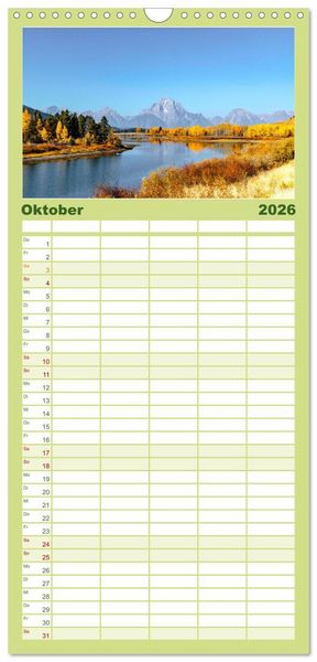 Produktbild: Familienplaner 2026 - Wyoming - Der Bundesstaat der gro&szlig;en Ebenen. mit 5 Spalten (Wandkalender, 21 x 45 cm) CALVENDO