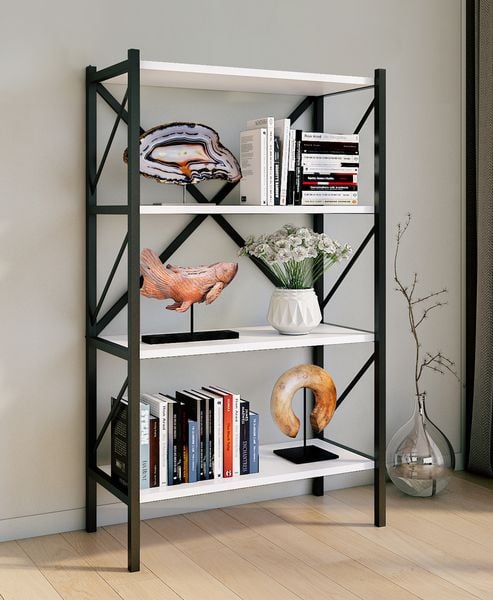 Produktbild: Holz Metall Stand Regal B&uuml;ro B&uuml;cher Insasi 4fach
