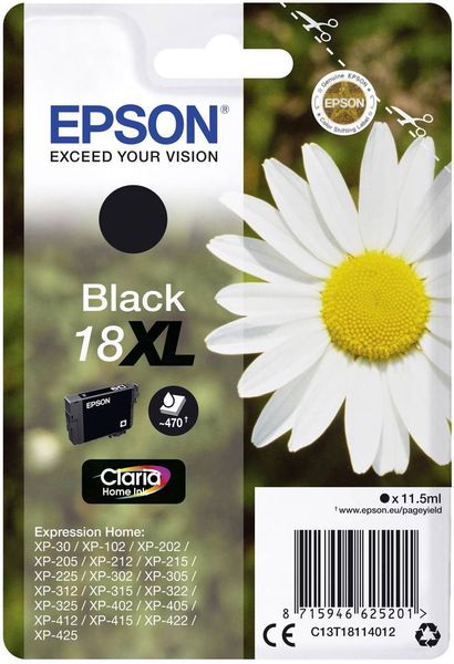 Epson Druckerpatrone T1811, 18XL Original Schwarz C13T18114012