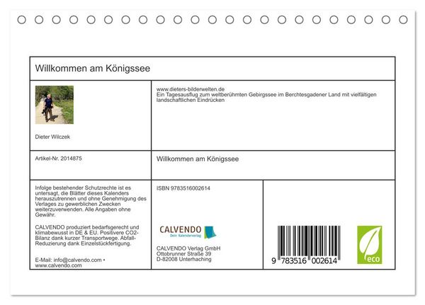 Produktbild: Willkommen am K&ouml;nigssee (Tischkalender 2026 DIN A5 quer), CALVENDO Monatskalender
