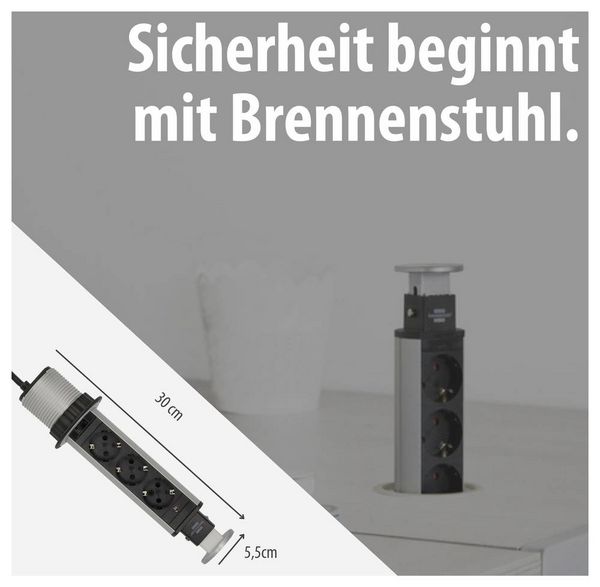 Produktbild: Brennenstuhl 1396200003 Steckdosenturm 3fach Silber, Schwarz Schutzkontakt 1 St.